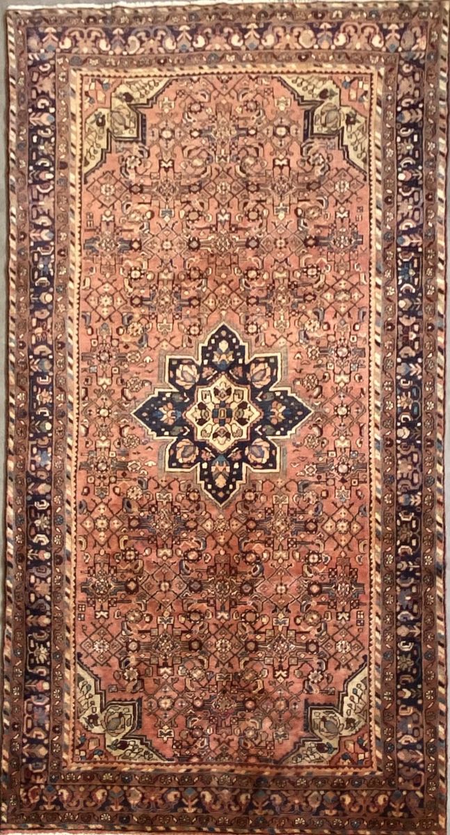 Hand-Knotted Tribal Persian Hossainabad Rug