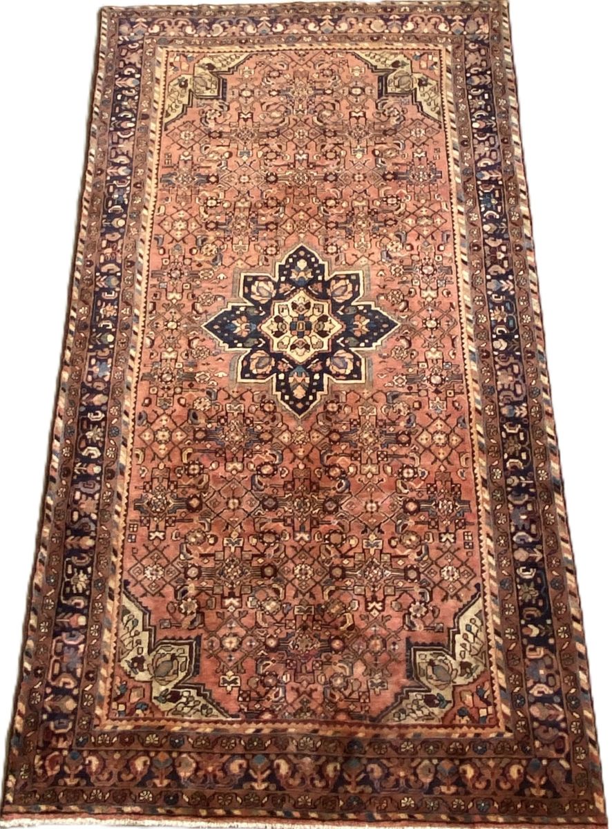 Hand-Knotted Tribal Persian Hossainabad Rug