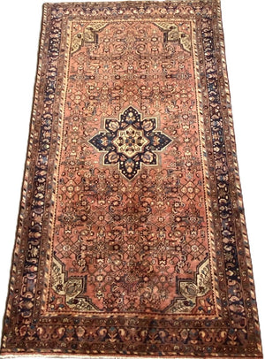 Hand-Knotted Tribal Persian Hossainabad Rug