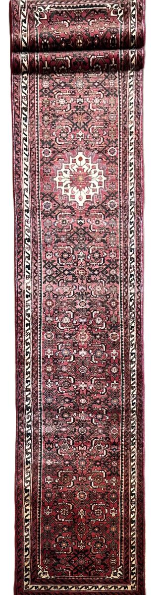 Hand-Knotted Tribal Persian Hossainabad Runner