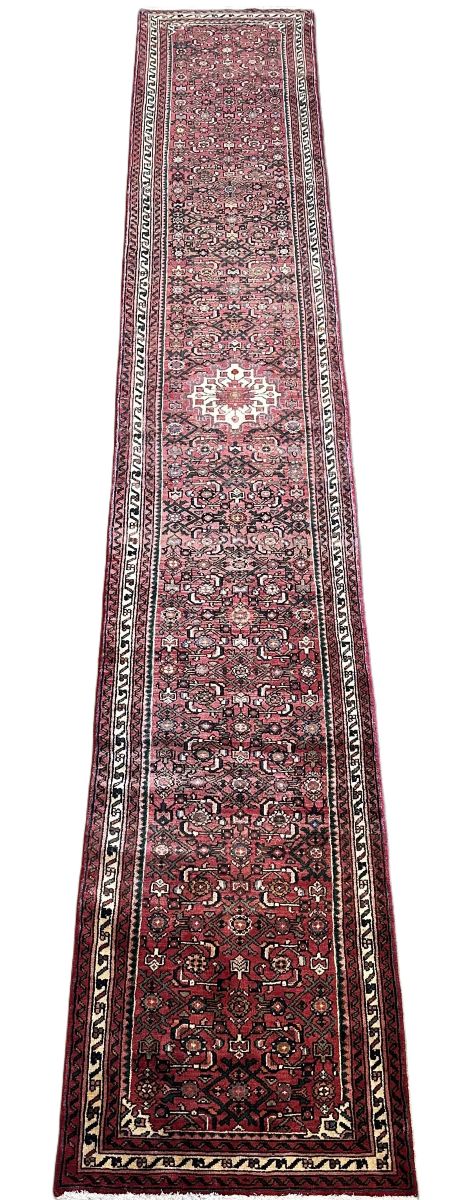 Hand-Knotted Tribal Persian Hossainabad Runner