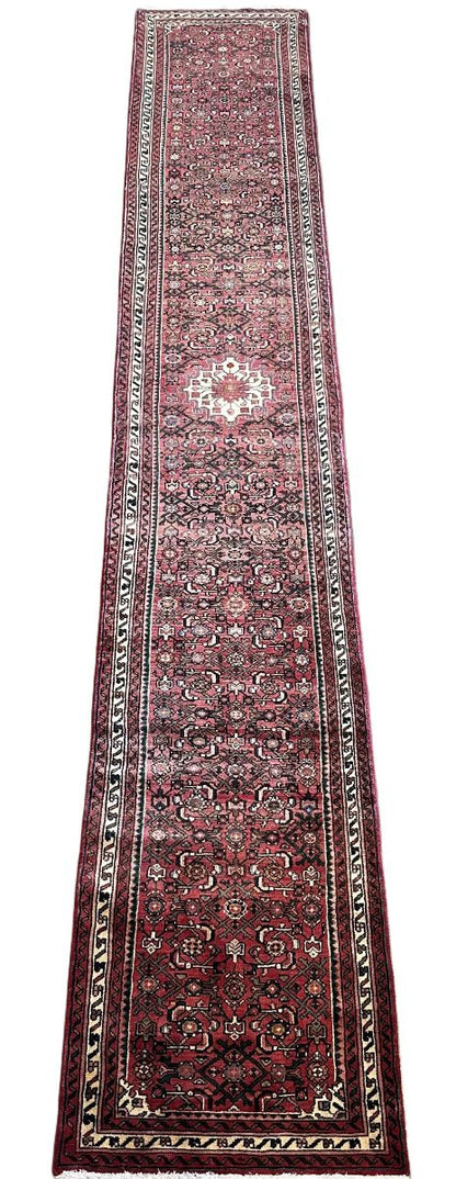 Hand-Knotted Tribal Persian Hossainabad Runner