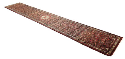 Hand-Knotted Tribal Persian Hossainabad Runner