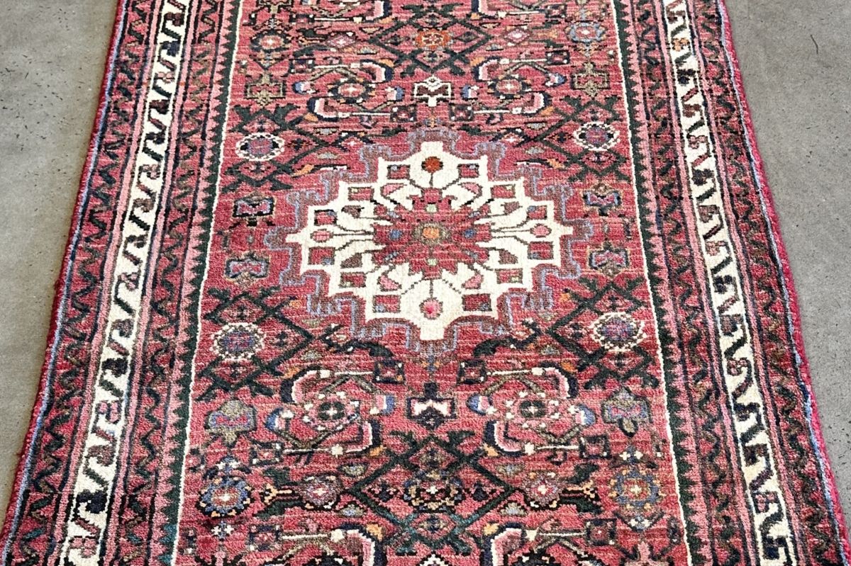 Hand-Knotted Tribal Persian Hossainabad Runner