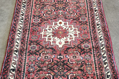 Hand-Knotted Tribal Persian Hossainabad Runner