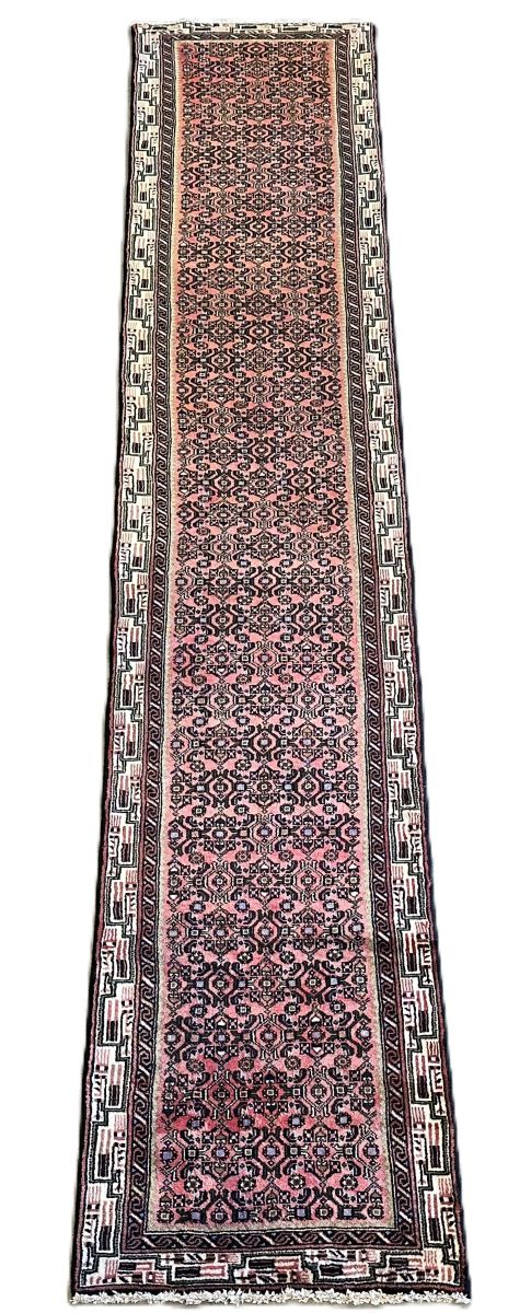 Hand-Knotted Tribal Persian Hossainabad Runner