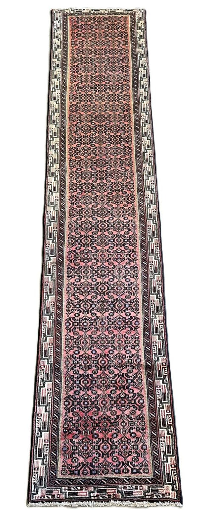 Hand-Knotted Tribal Persian Hossainabad Runner