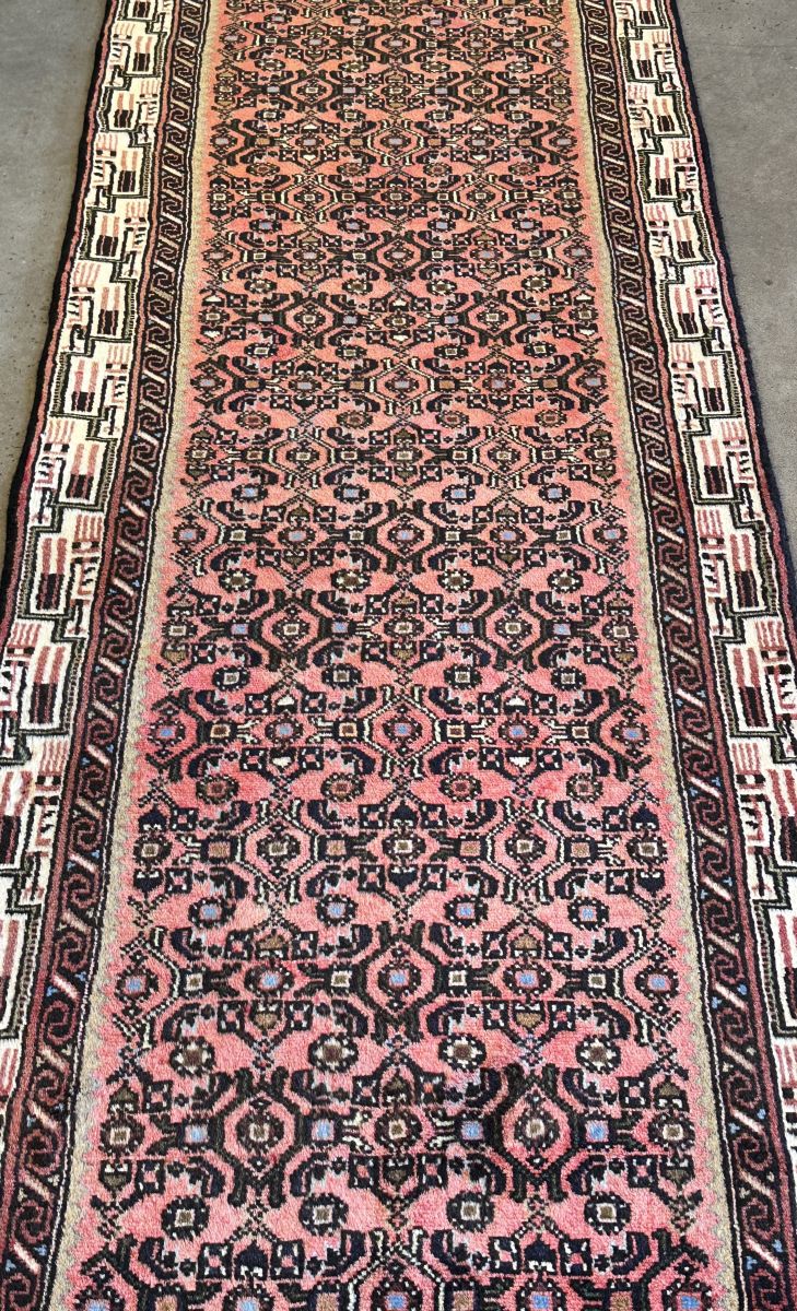 Hand-Knotted Tribal Persian Hossainabad Runner
