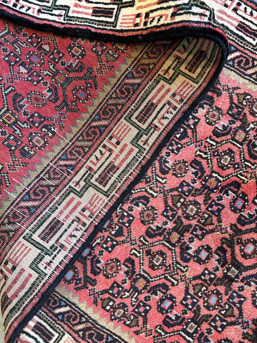 Hand-Knotted Tribal Persian Hossainabad Runner