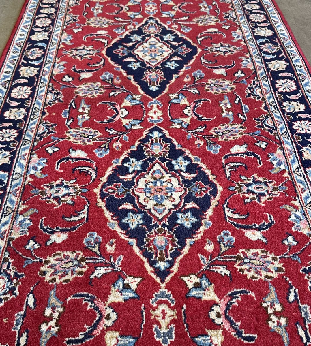 Hand-Knotted Persian Kashan Runner