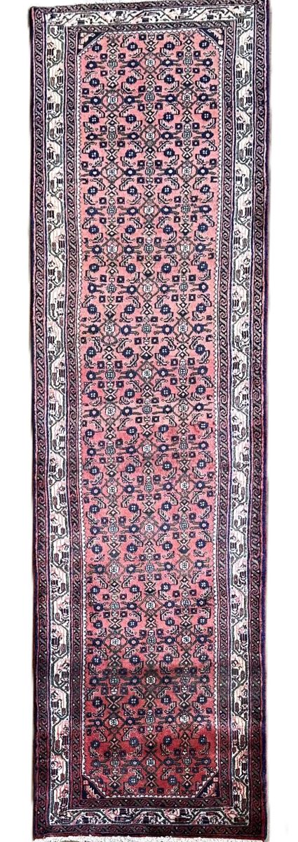Hand-Knotted Tribal Persian Hossainabad Runner