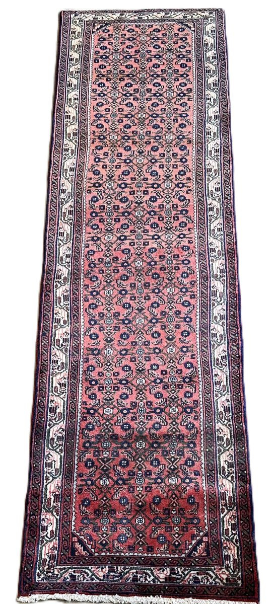 Hand-Knotted Tribal Persian Hossainabad Runner