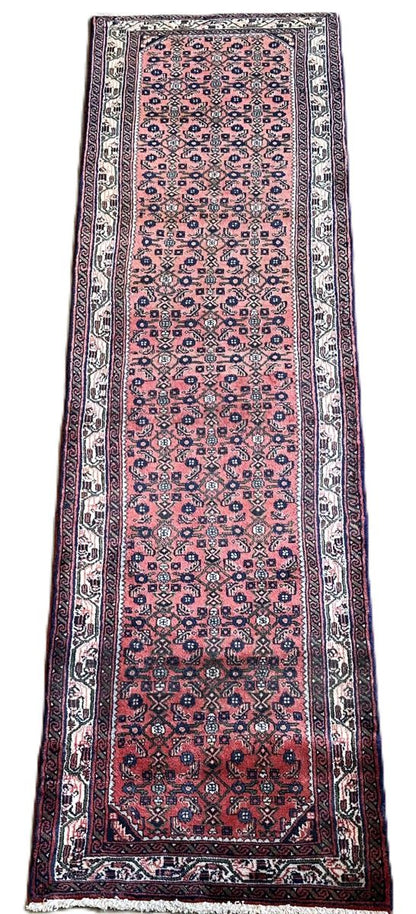 Hand-Knotted Tribal Persian Hossainabad Runner