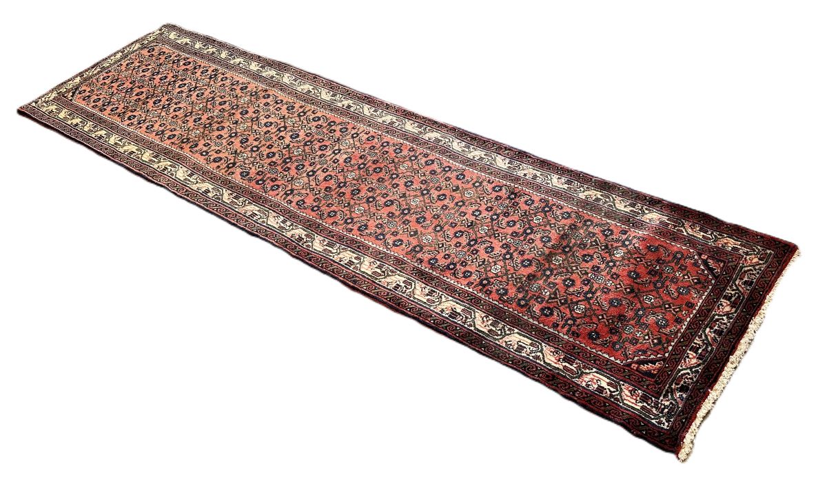 Hand-Knotted Tribal Persian Hossainabad Runner