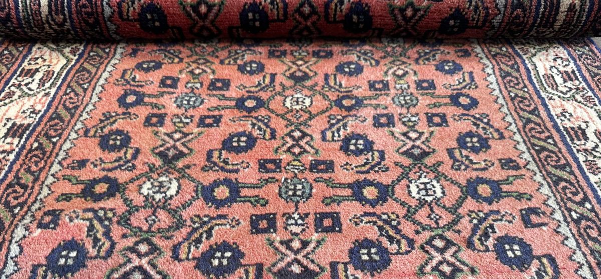 Hand-Knotted Tribal Persian Hossainabad Runner