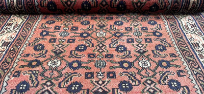 Hand-Knotted Tribal Persian Hossainabad Runner