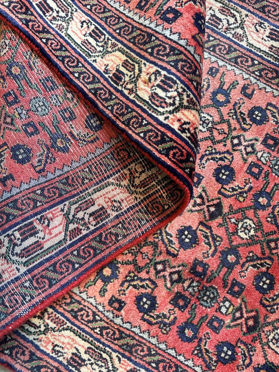 Hand-Knotted Tribal Persian Hossainabad Runner