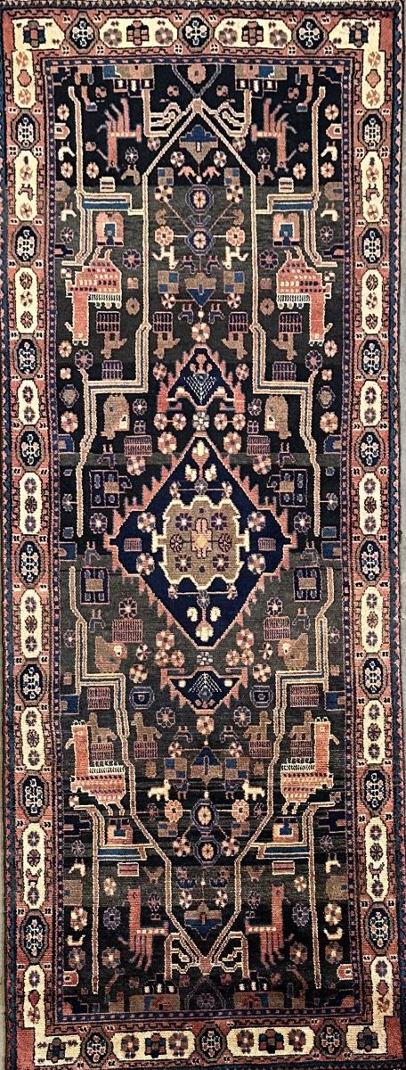 Hand-Knotted Tribal Persian Nahavand Hall Runner