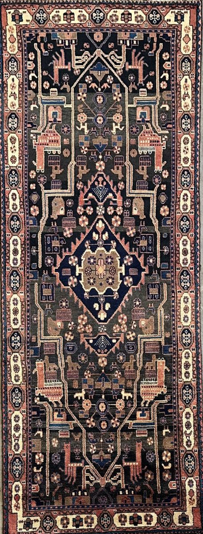 Hand-Knotted Tribal Persian Nahavand Hall Runner