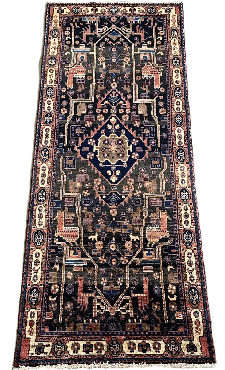 Hand-Knotted Tribal Persian Nahavand Hall Runner