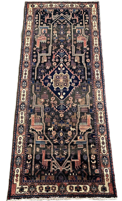 Hand-Knotted Tribal Persian Nahavand Hall Runner