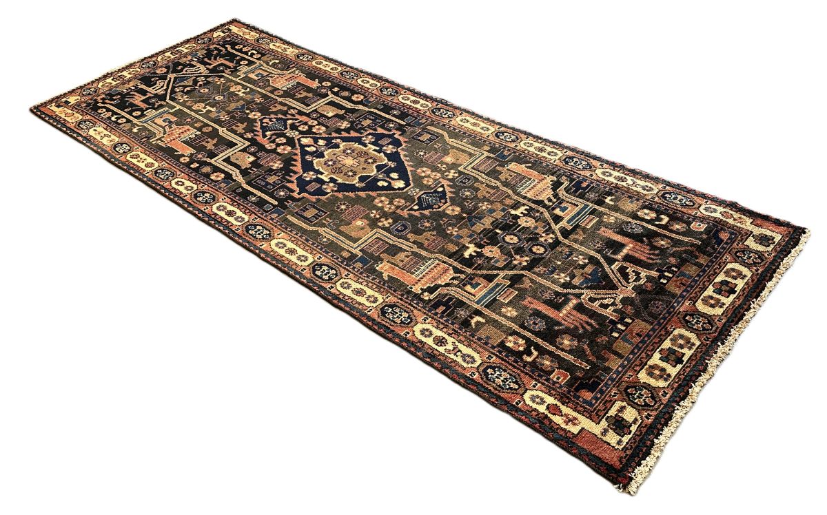 Hand-Knotted Tribal Persian Nahavand Hall Runner