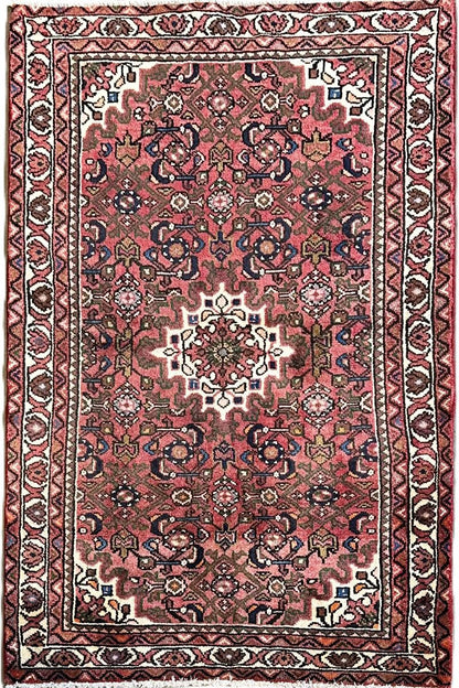 Hand-Knotted Tribal Persian Hossainabad Rug