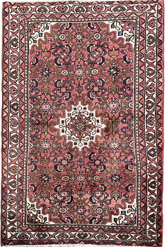 Hand-Knotted Tribal Persian Hossainabad Rug