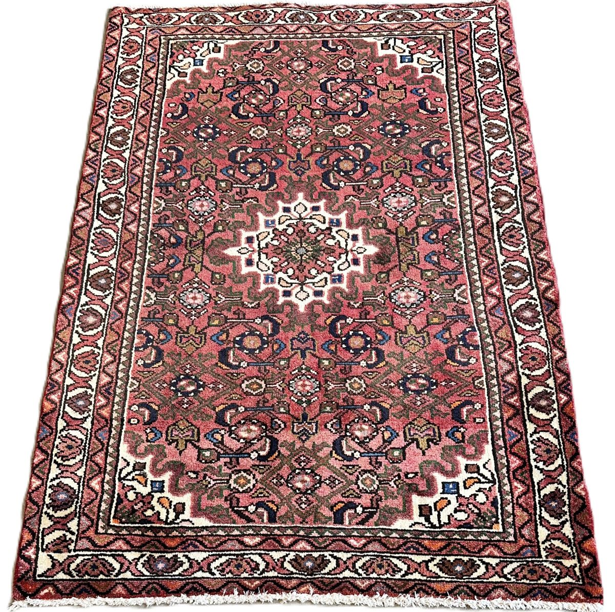 Hand-Knotted Tribal Persian Hossainabad Rug