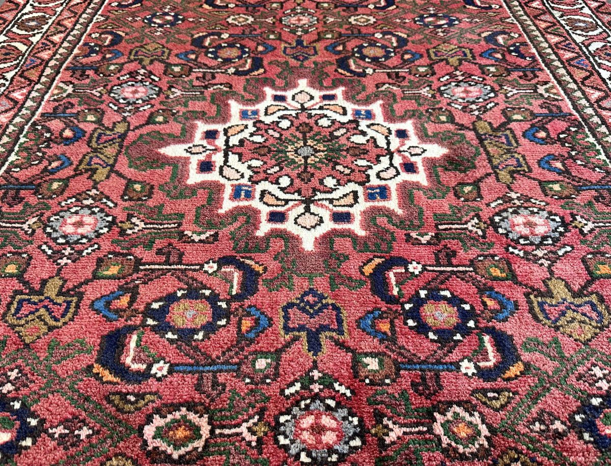 Hand-Knotted Tribal Persian Hossainabad Rug