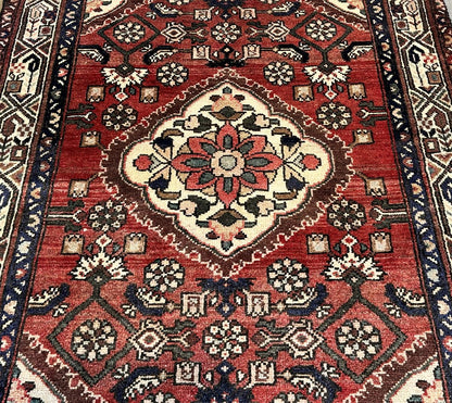 Hand-Knotted Tribal Persian Hossainabad Rug