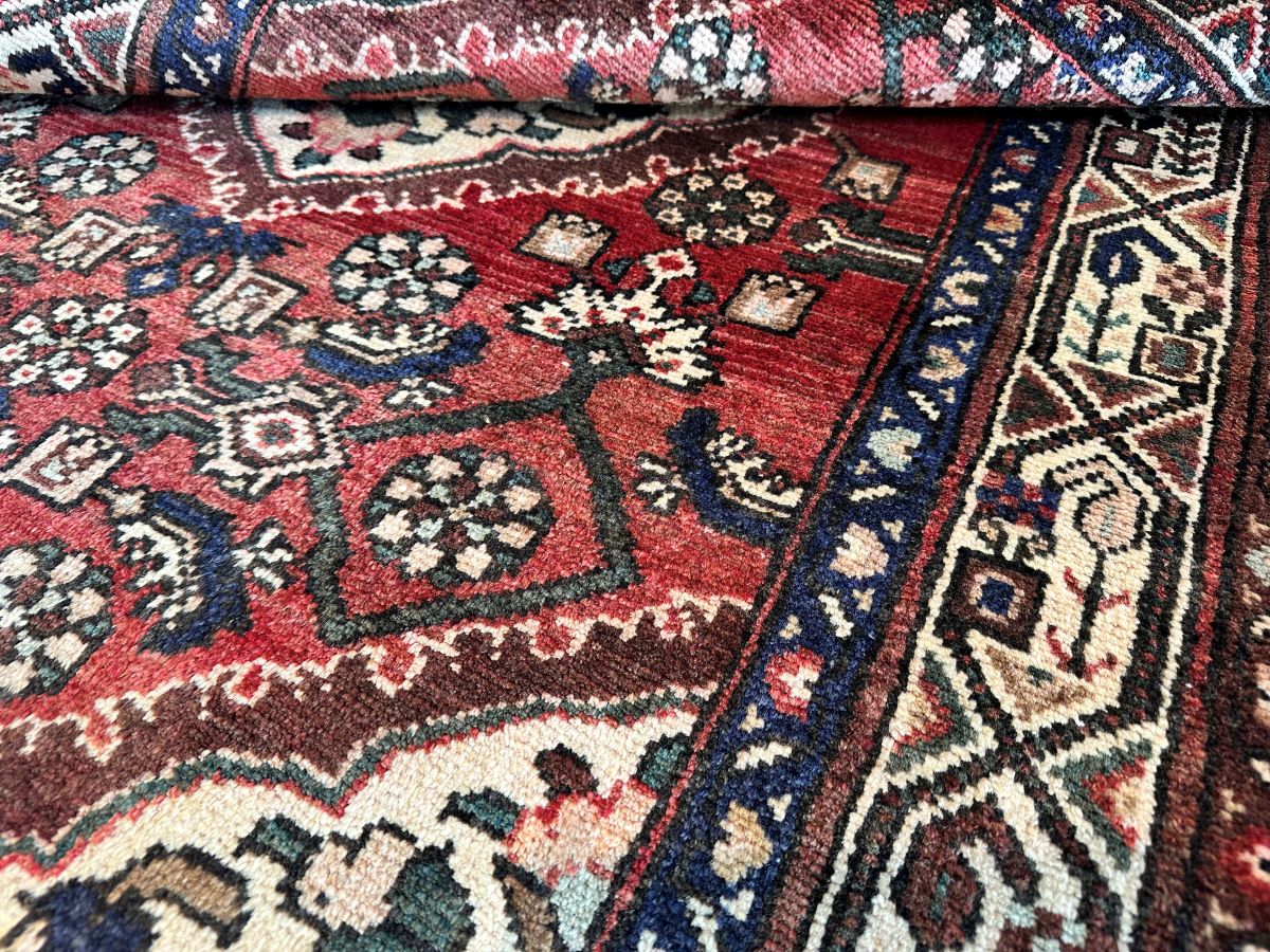 Hand-Knotted Tribal Persian Hossainabad Rug