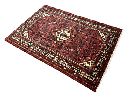 Hand-Knotted Tribal Persian Hossainabad Rug