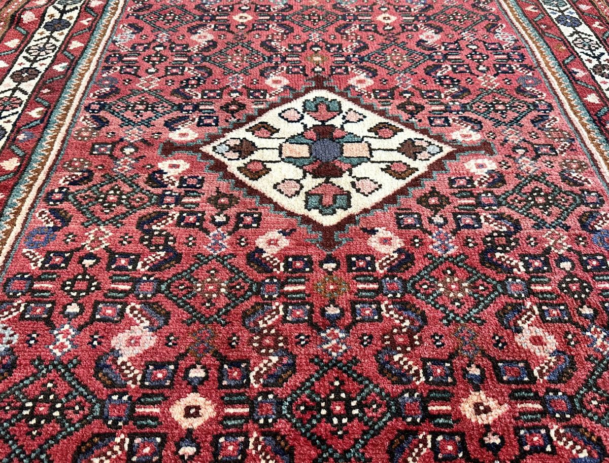 Hand-Knotted Tribal Persian Hossainabad Rug
