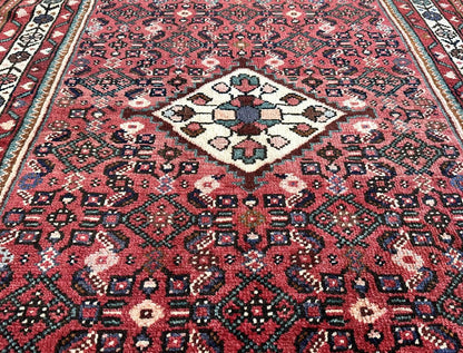 Hand-Knotted Tribal Persian Hossainabad Rug