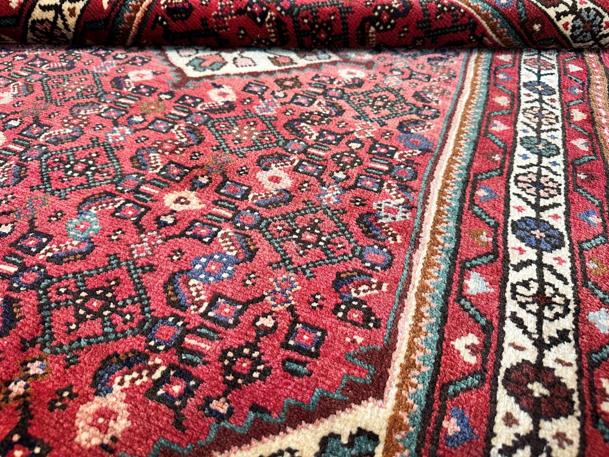 Hand-Knotted Tribal Persian Hossainabad Rug