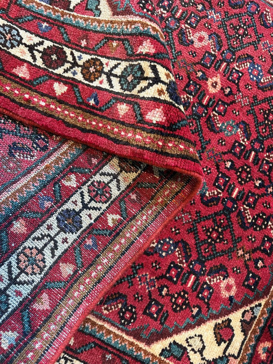 Hand-Knotted Tribal Persian Hossainabad Rug