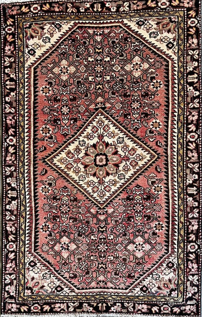 Hand-Knotted Tribal Persian Hossainabad Rug