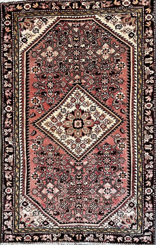 Hand-Knotted Tribal Persian Hossainabad Rug