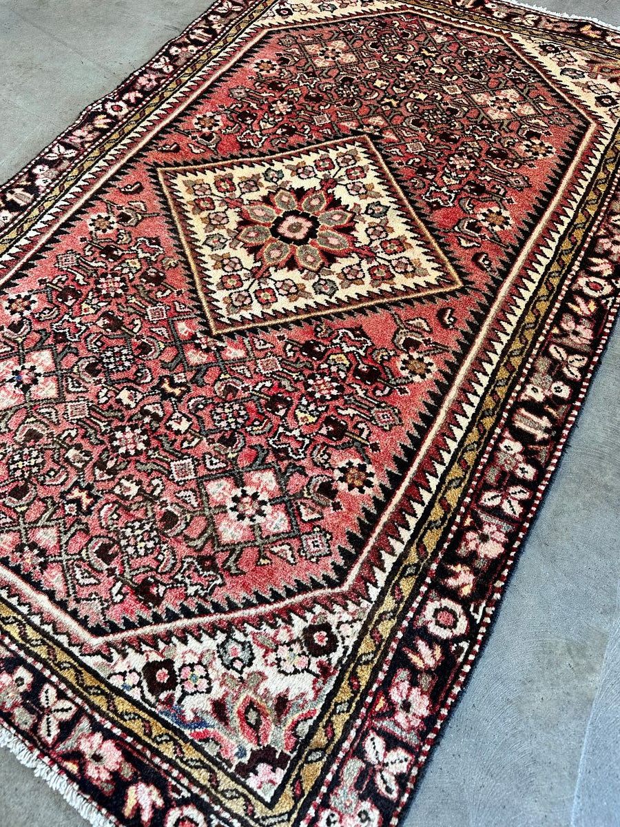 Hand-Knotted Tribal Persian Hossainabad Rug
