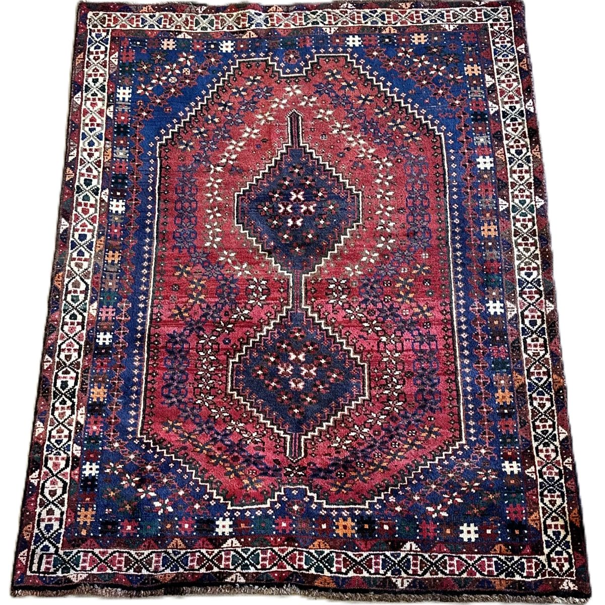 Hand-Knotted Tribal Persian Shiraz Rug