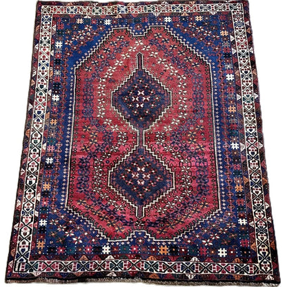 Hand-Knotted Tribal Persian Shiraz Rug