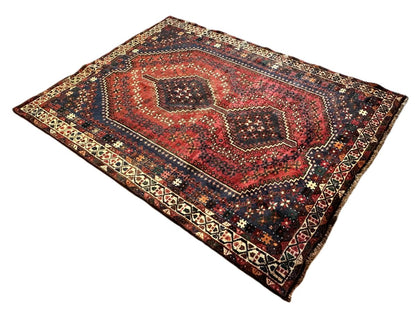 Hand-Knotted Tribal Persian Shiraz Rug