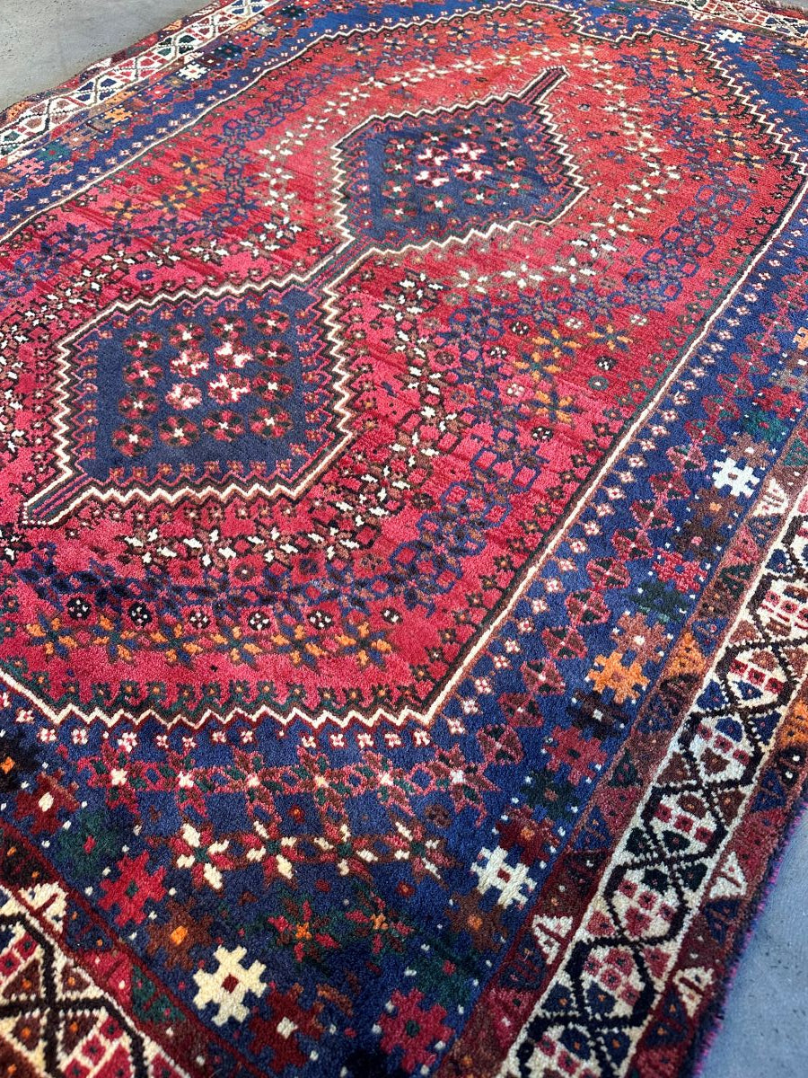 Hand-Knotted Tribal Persian Shiraz Rug