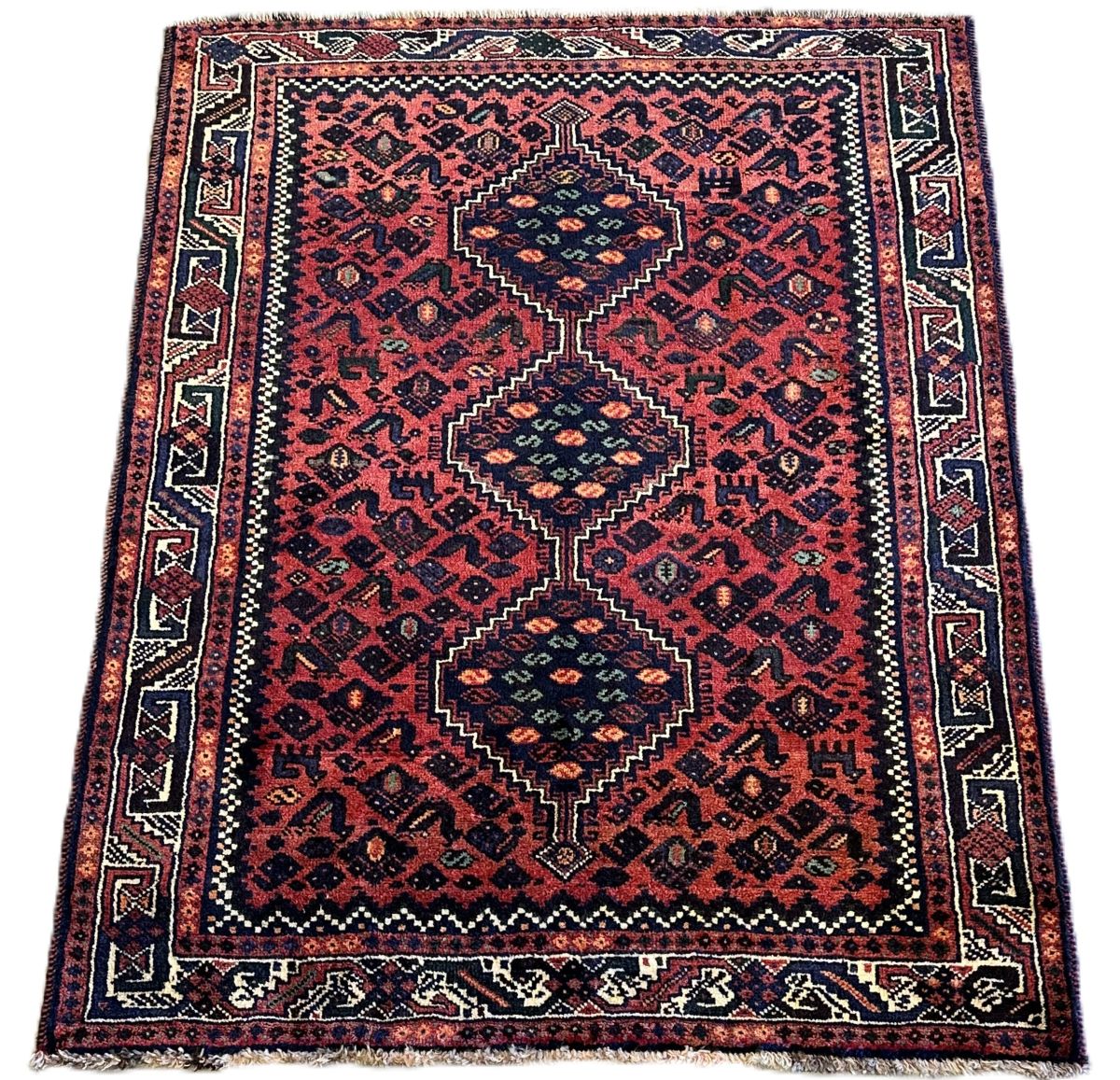 Hand-Knotted Tribal Persian Shiraz Rug