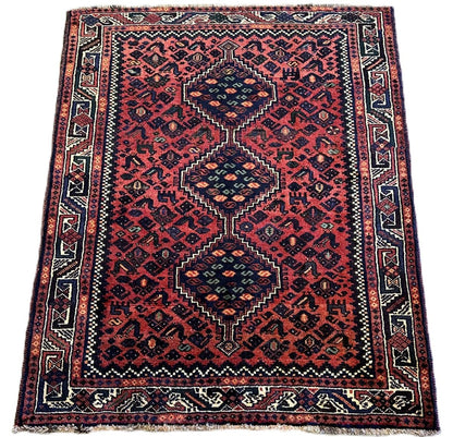 Hand-Knotted Tribal Persian Shiraz Rug