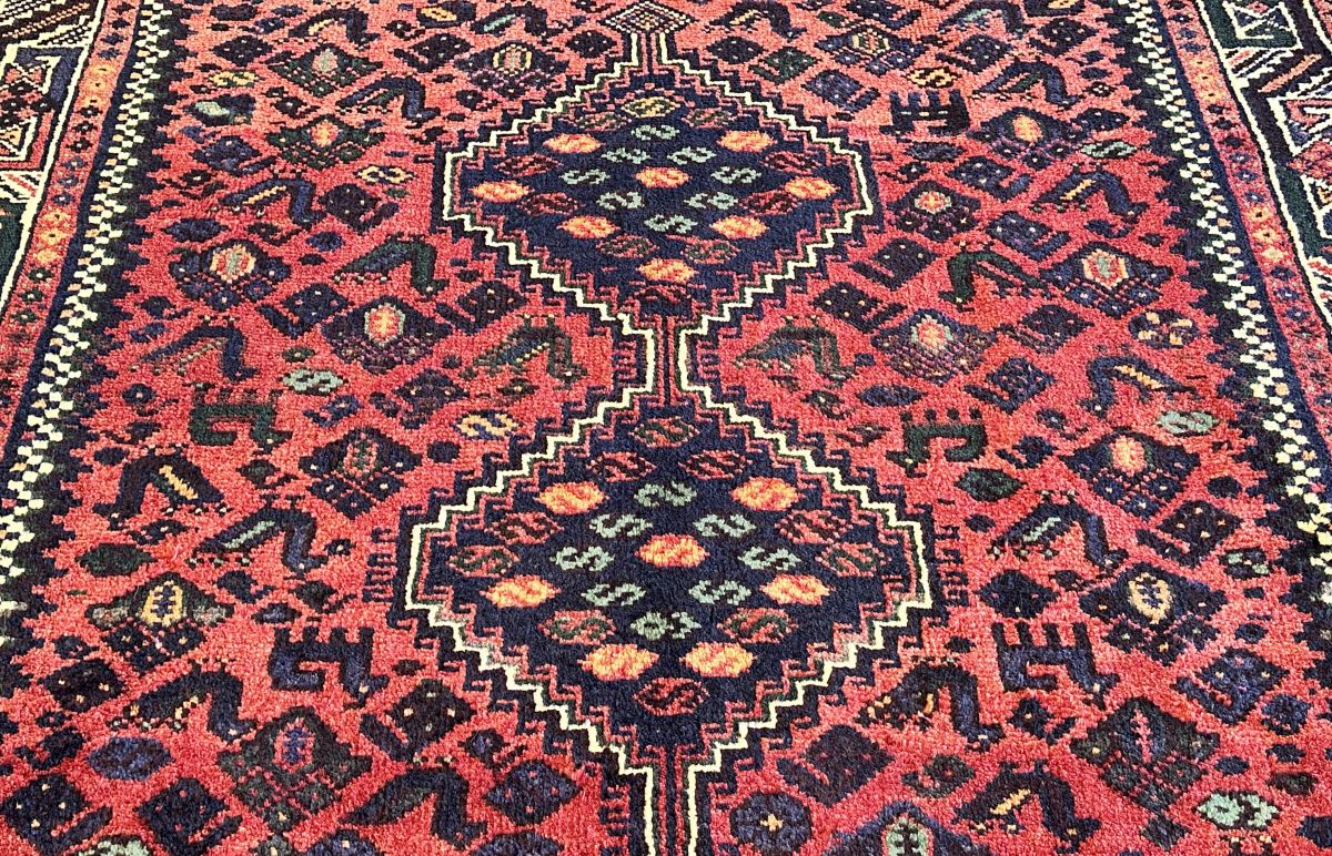 Hand-Knotted Tribal Persian Shiraz Rug