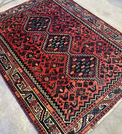 Hand-Knotted Tribal Persian Shiraz Rug