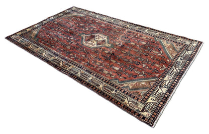 Hand-Knotted Tribal Persian Hossainabad Rug