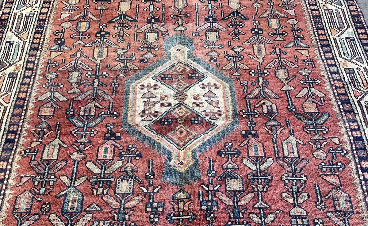 Hand-Knotted Tribal Persian Hossainabad Rug